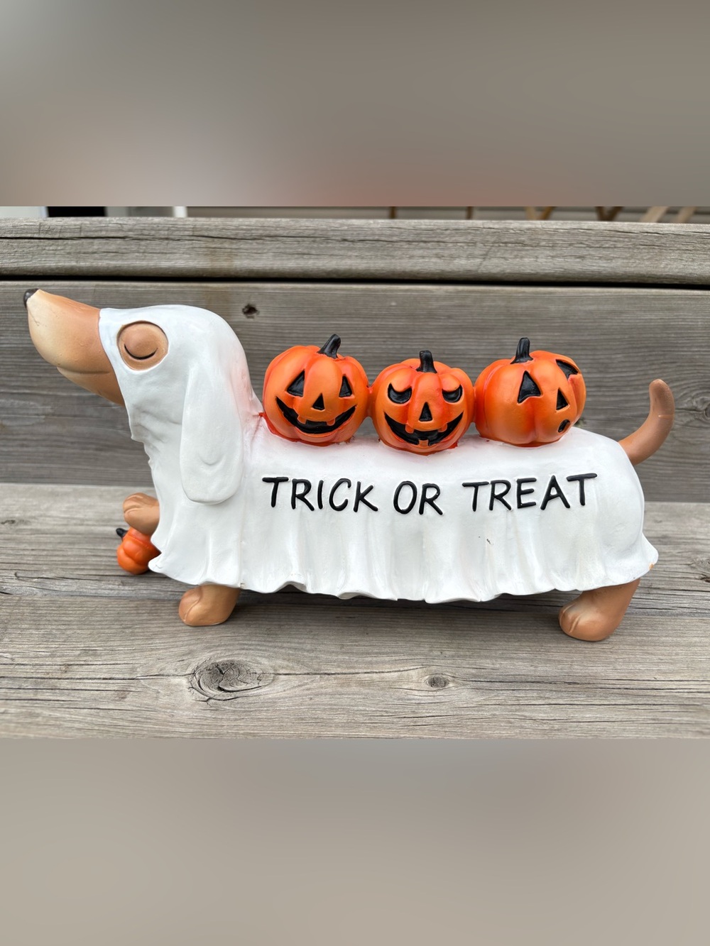 New Weiner/Dachshund ghost dog ceramic halloween or pumpkin fall decor gift
